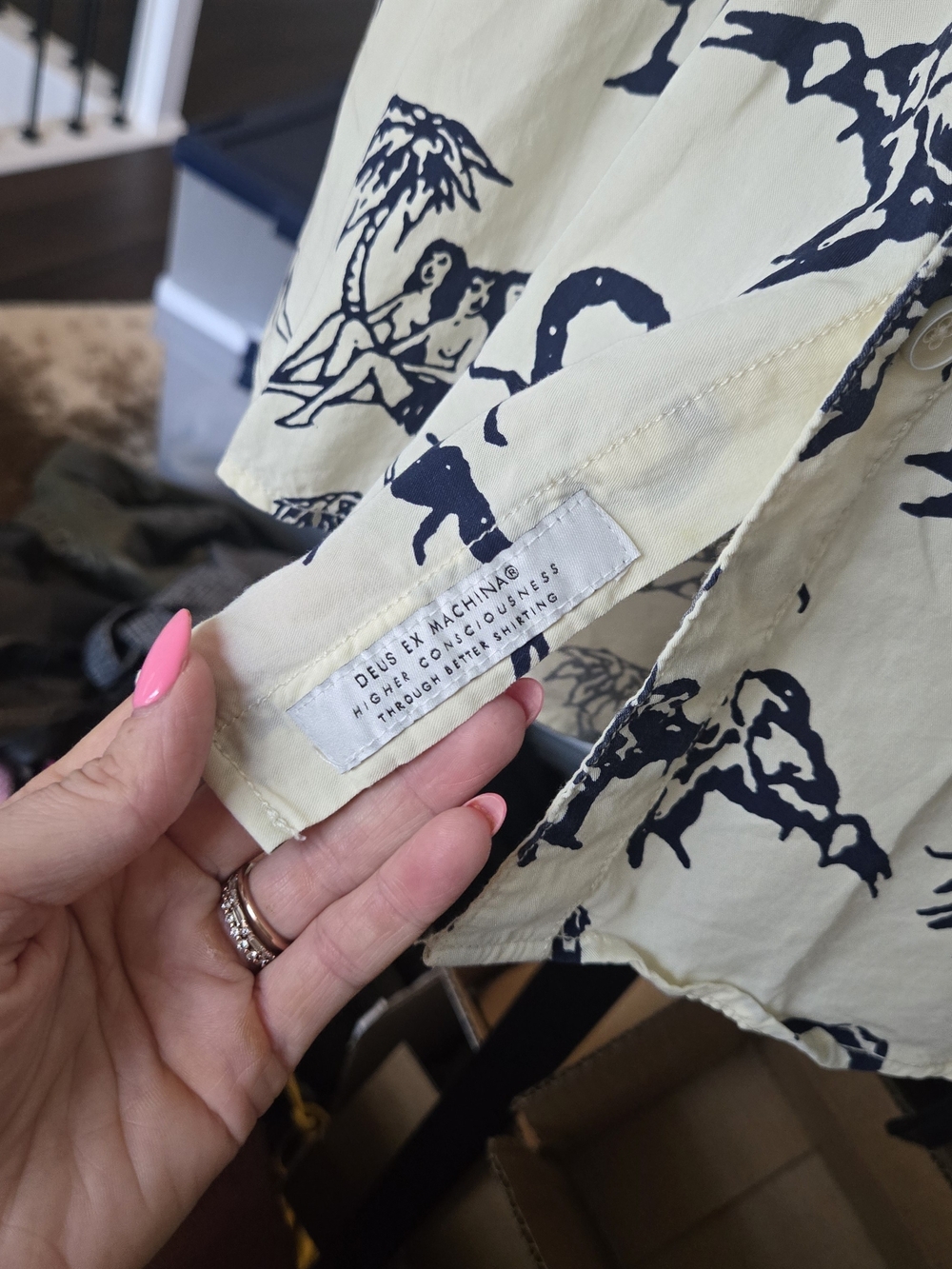 Deus Ex Machina Cream And Navy Button-up Vacation Shirt - Picture 4 of 5